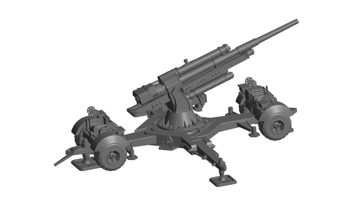 deutsche 88 mm anti aircraft tank artillerie gewehr spiel haubitze panzer kanon rakete startprogramm anti 3d print model - Mito3D