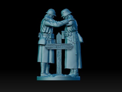 german french soldiers verdun ww1 cross btitish memorial statue sculpture soldier belgian belgium war first world 3d print model - Mito3D