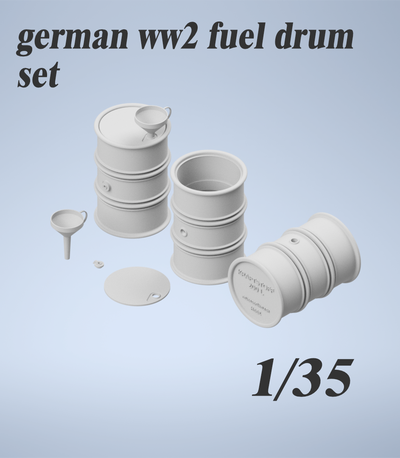 german fuel drum set ww2 1 35 barrel modellbau diorama scalemodel 3d print model - Mito3D