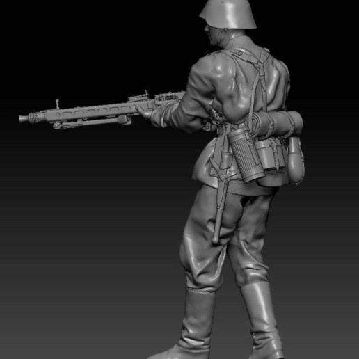 german gunner figure soldier tabletop ww2 3D print model - Mito3D