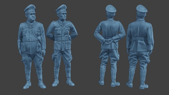 german officers stand ww2 g5 man soldier war action miniature figure sculpture military army luger walk axis anti nazi wehrmacht officer pistole parabellum 3d print model - Mito3D
