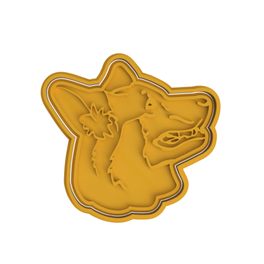 german shephard dog cookie cutter side view home 3D print model - Mito3D