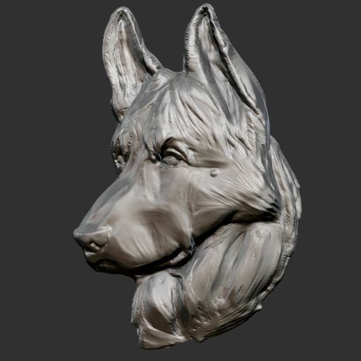 german shepherd 3d head relief sculpture model stl art dog animal print 3D print model - Mito3D