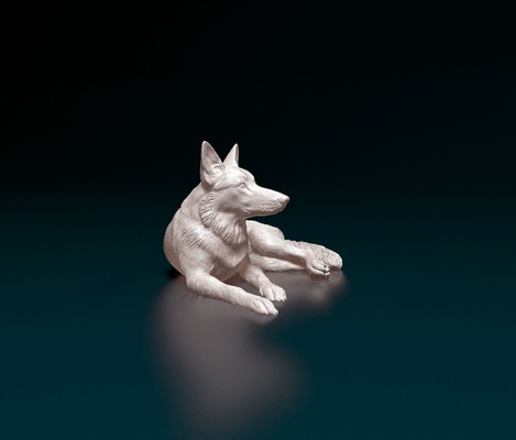 almanca çoban yalan söylemek ev köpek hayvanlar evcil yazdır long haired 3d print model - Mito3D