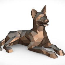 Almanca çoban yalan söylemek köpek Sanat Yazdır düşük poli 3dprint hayvan minyatürler heykel oyuncak 3d print model - Mito3D
