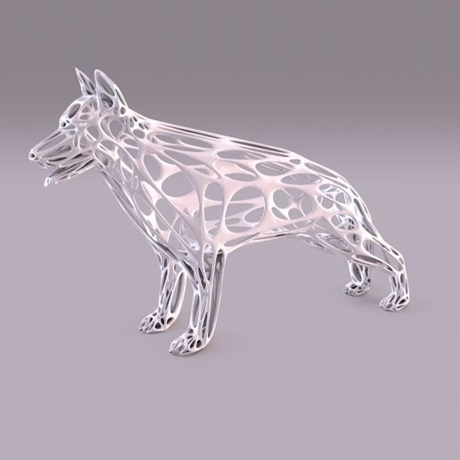 allemand berger voronoi décoration statue figurine chien animal compagnie national art jouet intérieur 3D print model - Mito3D