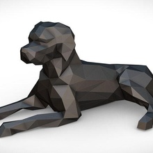 allemand cheveux courts aiguille art chien mensonge impression lowpoly 3dprint animal miniatures sculpture statue jouet 3d print model - Mito3D