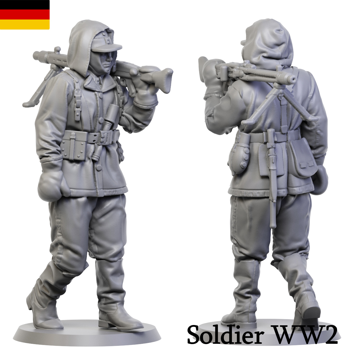 german soldier ww2 7 nazi army arttoy tank 3dmodel man tabletop miniature sculpture 3D print model - Mito3D