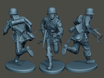 allemand soldat ww2 fonctionnement g2 Jeu homme guerre action miniature figure sculpture militaire armée mp40 kar marche axe mitraillette nazi grenade 3d print model - Mito3D