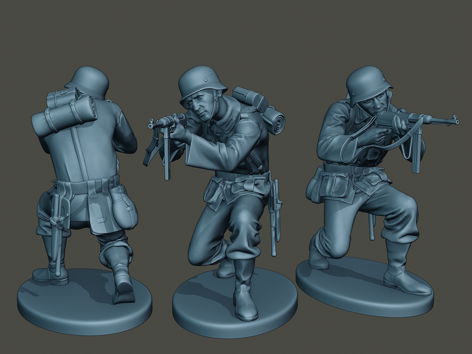 alemão soldado ww2 atirar agachado g2 jogos homem guerra açao miniatura figura escultura militares exército mp40 kar caminhar eixo submáquina nazista submetralhadora Grenade 3D print model - Mito3D