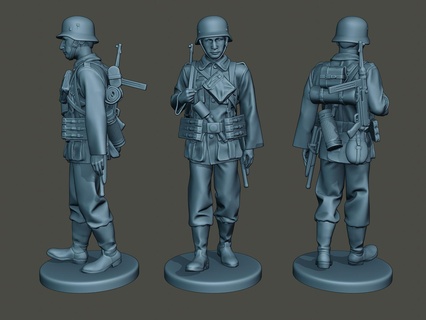 german soldier ww2 walk g2 Game man war action miniature figure sculpture military army mp40 kar axis submachine nazi maschinenpistole grenade 3d print model - Mito3D