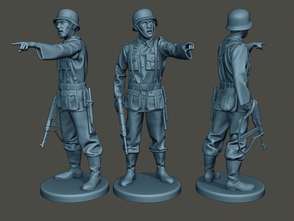 german soldier ww2 warning g2 Game man war action miniature figure sculpture military army mp40 kar walk axis submachine nazi maschinenpistole grenade 3d print model - Mito3D