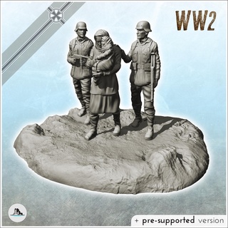 german soldiers mp38 escorting civilian woman 10 - pre-supported version included germany eastern western normandy stalingrad berlin bulge wwii Game scenery figure statue miniatures resin character rpg terrain diaroma mini reich blitzgrieg ww2 second world war 3d print model - Mito3D