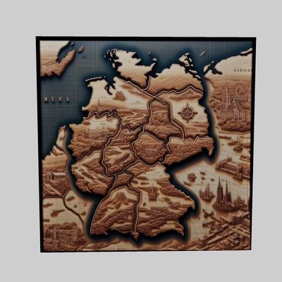 germany map topography cnc router laser & 3d printer art world world-map yeggi earth planet africa europe asia antarctica continent 3d print model - Mito3D