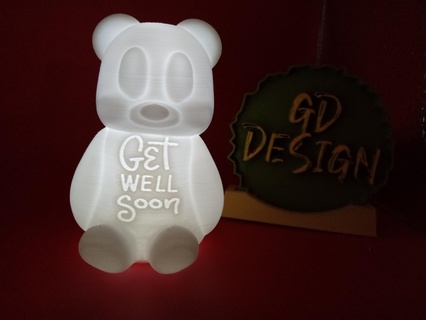 get well soon bear tealight Home reading light party nightlight office kids room art decor man cave she shed 3d print model - Mito3D