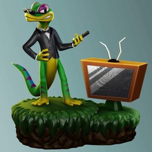 gex gecko game mario sonic bandicoot crash easy figurine statue classic psone tv 3d print model - Mito3D
