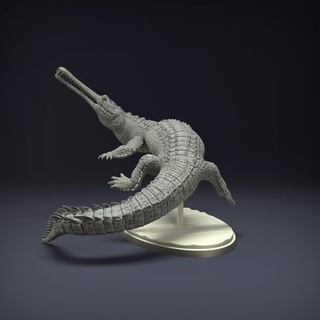 gharial swim animal reptile alligator crocodile ghavial lizard creature realistic companion water dnd presupported wildlife 3d print model - Mito3D