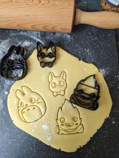 ghibli x3 carina piccolo biscotto taglierina casa totoro tonari calcifer jiji gatto strega anime carattere kawaii biscotti 3d print model - Mito3D