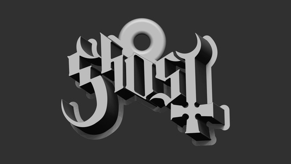 fantôme bande logo pendentif boucle d'oreille métal nom goule 3d print model - Mito3D