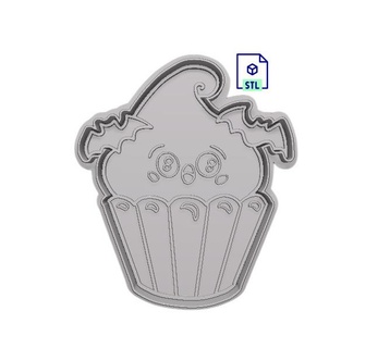 ghost cupcake bats cookie cutter stamp set 2 piece file cookie cutter cookie stamp ghost cupcake halloween ghost cookie cutter  3d print model - Mito3D