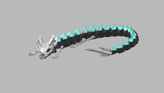 fantôme dragon articuler articulé squelette jouet agiter mobile gamins cool 3d print model - Mito3D