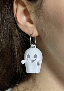 ghost earrings hoops halloween party casper kawaii cute happy 3d print model - Mito3D