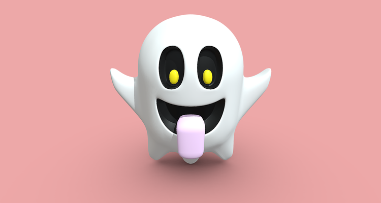 fantôme émoticône emoji art ghost emoticon effrayant halloween 3d model imprimable digital low poly illustration conception stl surnaturel esprit spectral apparition spectre 3d print model - Mito3D