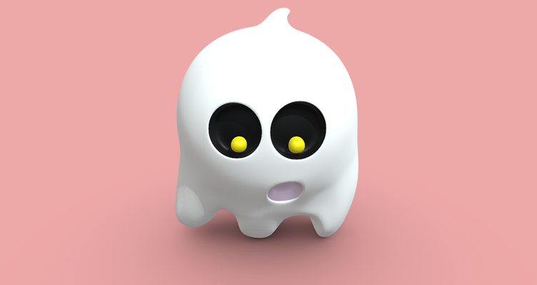 fantôme émoticône emoji art ghost emoticon effrayant halloween 3d model imprimable digital low poly illustration conception surnaturel esprit spectral apparition spectre 3d print model - Mito3D