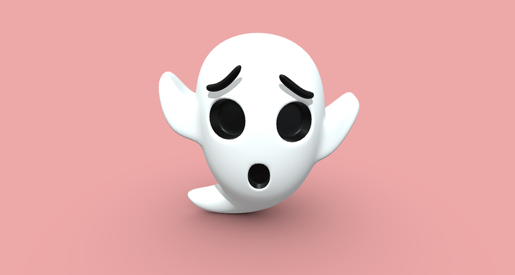 ghost emoticon emoji art ghost-emoticon-emoji spooky halloween 3d-model printable digital-art low-poly illustration design supernatural spirit spectral apparition specter 3d print model - Mito3D
