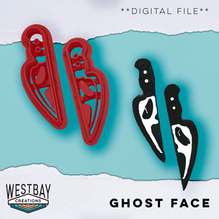 ghost face polymer clay earring cutters cookie scary halloween 3d print model - Mito3D