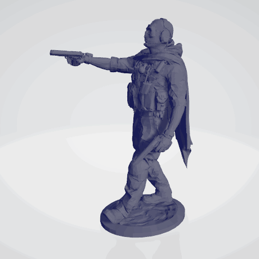 hayalet tabanca saldırı mw oyun kahraman şekil oyuncak kolay poli savaş güzel silah karikatür 3D print model - Mito3D