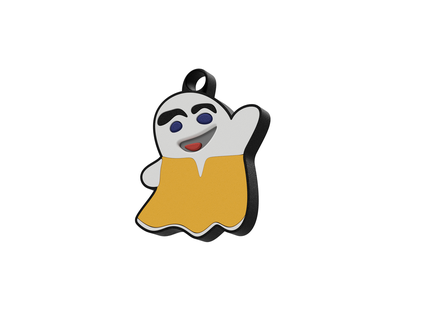 fantôme porte clés personnage art illustration griffonner bonne humeur dessin animé déguisement keytag 3d effrayant gadgets Halloween 3d print model - Mito3D