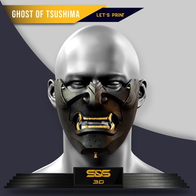 fantasma of tsushima mascarar arte mascarado gadget casa stl verbo suporte armaduras cara brinquedo máscara facial pele terrível diabo dbd 3d print model - Mito3D