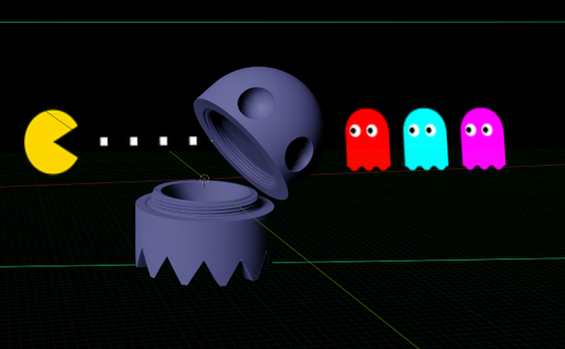 ghost pacman container creature holder arcade game stock storage sculptures 3d print model - Mito3D