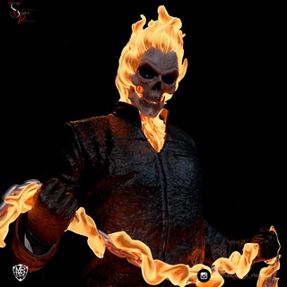 fantasma jinete nicolas jaula bicicleta motocicleta cráneo llamas fuego espíritu venganza 3d print model - Mito3D
