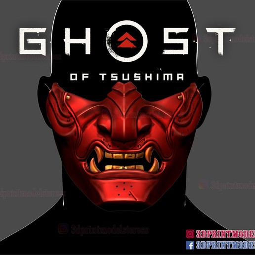 ghost tsushima Maske Geist samurai ninja Dämon gaming Spiel cosplay Helm halloween oni kitsune japan 3D print model - Mito3D