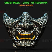 hayalet Tsushima maske oyulmuş samuray Kostüm oyunu Sanat Hannya oni Kitsune Japonca Japonya 3d print model - Mito3D