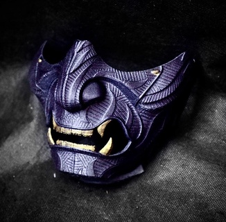 ghost tsushima - mask patterned high quality details carved samurai cosplay hannya oni kitsune japanese japan halloween covid face bstar3dprint pattern 3d print model - Mito3D