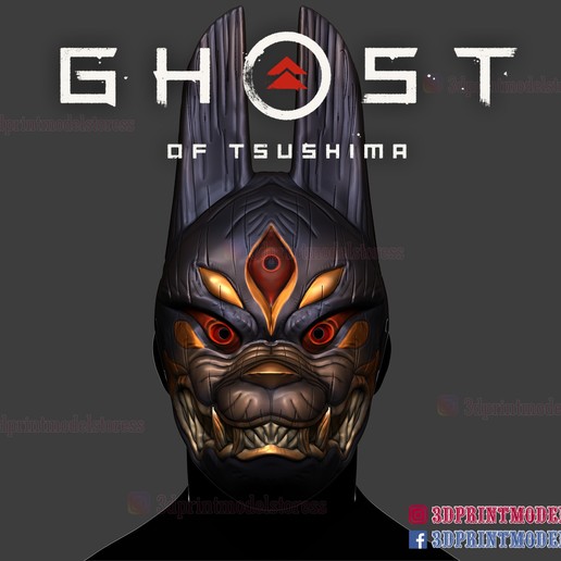 fantasma tsushima leggende ispirato giapponese folk racconti oni samurai maschera nioh ronin cacciatore ninja demone 3D print model - Mito3D