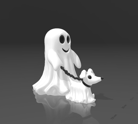 geist hund v3 cu kunst halloween dekorationen dekor saisonal niedlich spielzeug anzeige statue 3d print model - Mito3D