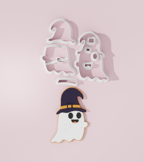 ghost witch hat cookiecutter cookie cutters halloween cookie cutter designs baking tools pastry sugarpaste custom cookie cutters diy baking baking seasonal cookie cutters scary haunted house ghost witch witch hat  3d print model - Mito3D