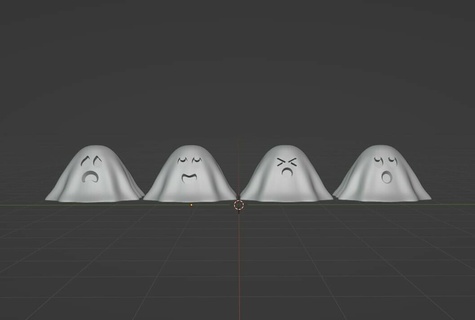 ghostie family - mini halloween ghost decorations haloween hallowen hallaween spooky easy fun cute toy creature holiday 3d print model - Mito3D