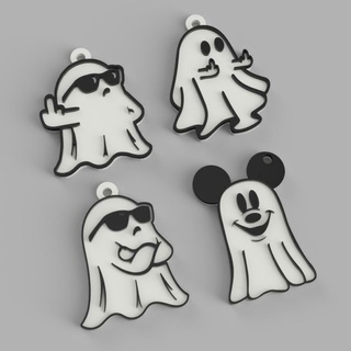 ghosts pack - middle finger boo halloween party keychain kids gift custom key ring groups ghost mickey 3d print model - Mito3D