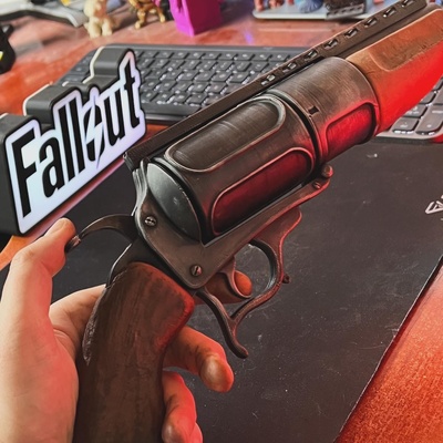 ghoul revolver pistol prop cosplay fallout nuka goggins ghouls vault post apocalypse nuke bomb 3d print model - Mito3D