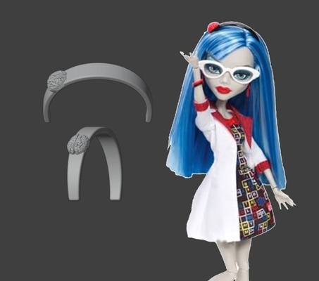 ghoulia louco ciência arco cabelo substituição monstro alto boneca personalizadas acessório ganidos sala aula cérebro 3d print model - Mito3D