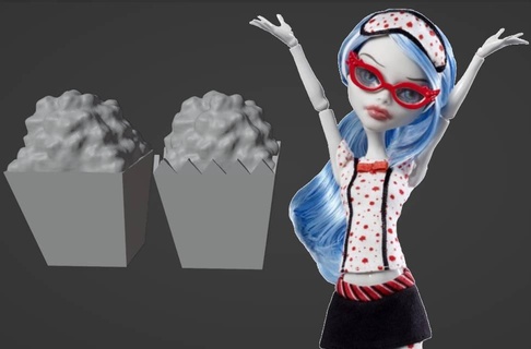 ghoulia yelps dead tired popcorn brain puffs - monster high doll custom accessory food 3d print model - Mito3D