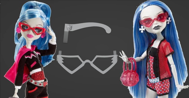 ghoulia yelps gloom beach fearleading glasses replacements monster high doll custom accessory chearleading 3d print model - Mito3D