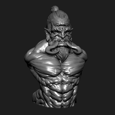 giant 3d bust stl ogre king fantasy tabletop troll orc beast monster character 3d print model - Mito3D