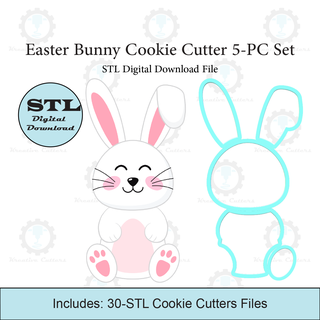 giant 5-pc easter bunny cookie cutter set stl file cutters 3d print model - Mito3D