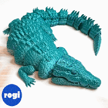 giant crocodile articulated art flexi flexible flexy toy fun printonplace nosupports animal 3d print model - Mito3D